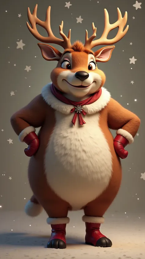 photorealistic portrait of anthropomorphism of ((fat)) (reindeer) ,(Art by Aleksi Briclot:1.2),(Christmas theme),(cute),(happy smile:1.5), (elegant),(hands on hips:1.5), high quality,(lovely) ,(highly detailed fur texture),Christmas motif accessories,,(), ...