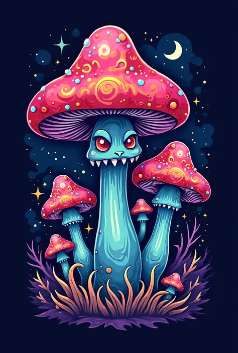  A logo brand for a virtual magic mushroom store (hallucinogens) flashy and attractive 