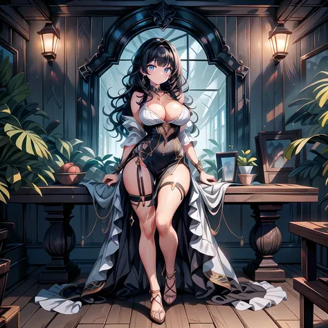 Full body Waifu beautiful detailed eyes, beautiful detailed lips, extremely detailed eyes and face, longeyelashes, 1girl, sensual, young woman, sexy medium / large breasts, beautiful feminine face, nice sexy thighs, slim, sexy, erotic, beautiful fashion cl...