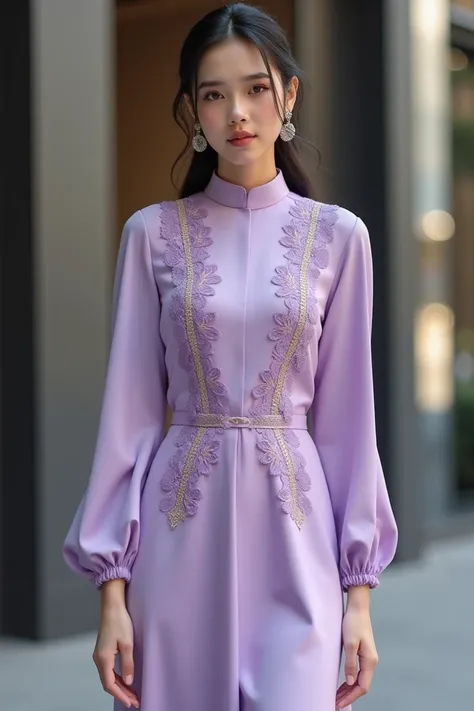 Baju kurung modern lilac ada lace english style