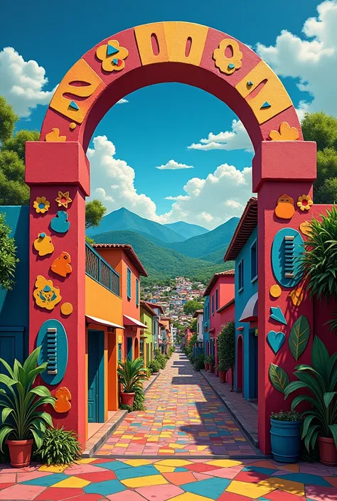 Street scene portal style scape guatemala chapin colors high quality masterpiece mural custom bespoke handmade high detsil artwork artist vibrant pride
