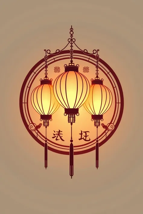 Make a logo for a lighting company that wears Chinese lanterns and the Chinese lanterns are inside a circle 