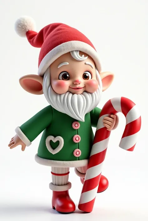 A young, jovial and friendly female gnome  (female female without beard  )    without small beard jovial and friendly 3D rendering designed to create a cheerful and warm environment , suitable for ren .  the gnome is in the center of a pure white backgroun...