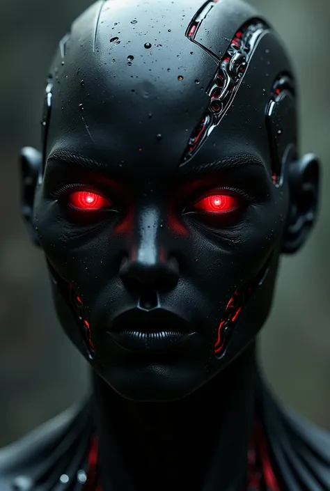 Visage black cyborg red eyes