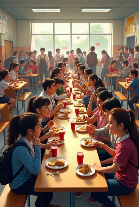 High school cafeteria atmosphere