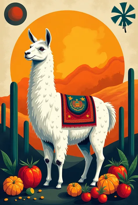 Or text ZASKIA Peruvian cuisine with the logo of a llama and a Peruvian flag

