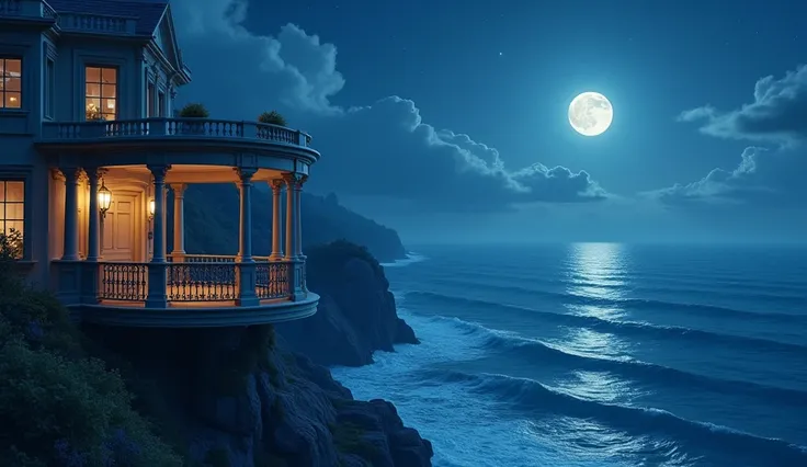 At night they have a balcony without humans. The balcony is a house on the sea