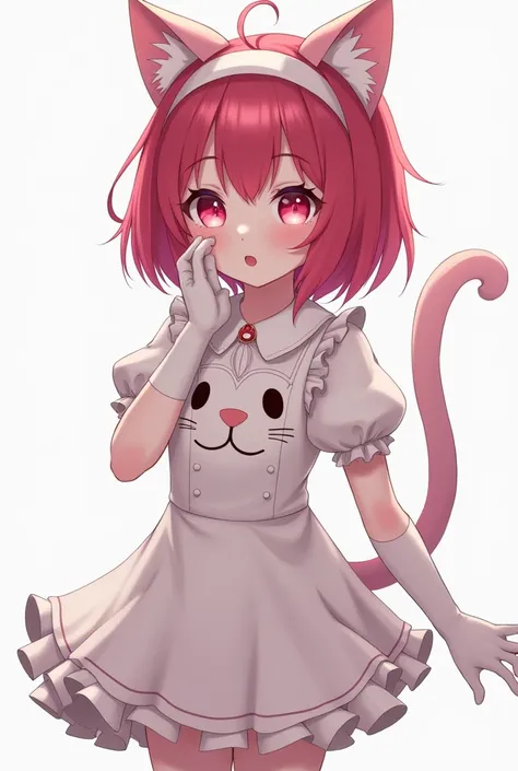 (masterpiece,  best quality,  Official Art,),  1 girl ,  A young girl with short, choppy vibrant red hair and slightly uneven bangs just above her eyebrows. She has large, expressive pink eyes with slightly dilated pupils, glowing with an otherworldly ligh...