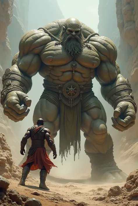 A black man fighting an ancient golem
