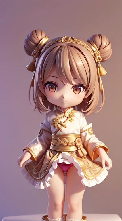 (  Masterpiece ,   best quality :1.2), Chibi,4-head character,The whole body, including the feet,3D Comics, Nendoroid , Nendoroid 風, 1 girl,Alone, light brown hair , Chinese style hair bun, ancient oriental ， surrealism ,  super detailed, Accurate,   best ...