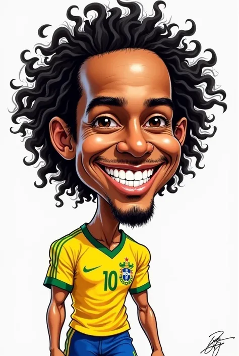 Ronaldinho Gaucho in caricature drawing.