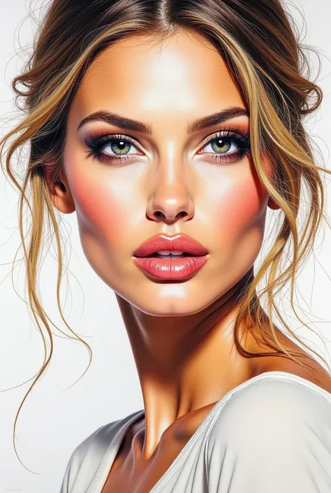 Colorful pencil Drawing art of Gisele Bündchen face 