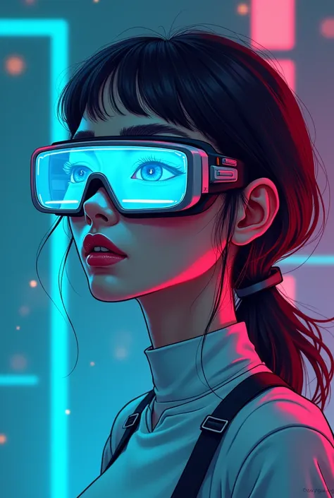 awesome illustration, featured on FreePik, woman with smart glasses, futuristic, technology