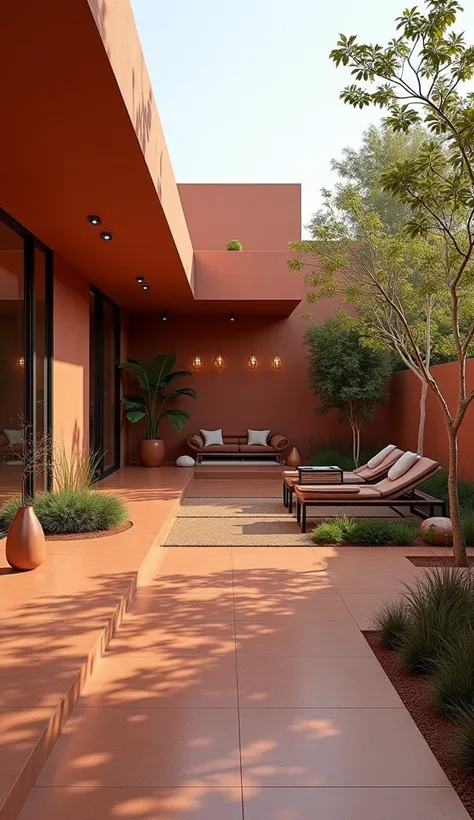 Modern 4k backyard design india chic and elegant terracotta 
