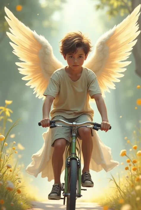  I want a 16-year-old boy on a bike with his mother on the back...The two with angel wings and with their backs