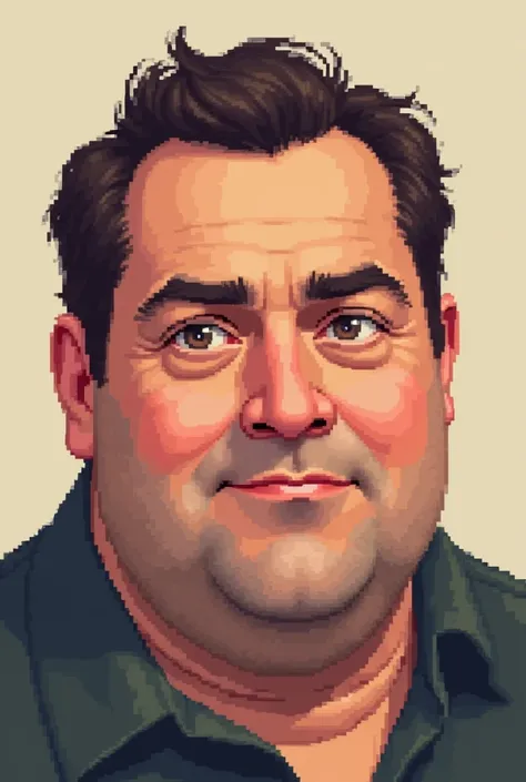 Face Pixel art fat brunette man with short hair without beard