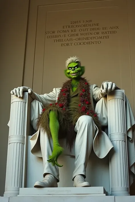 Grinch as the lincoln statue