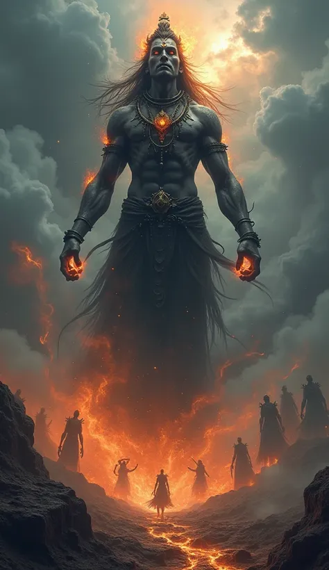 Har Har Mahadev Parkops Manifestation**  
   *Prompt:* "A dark and intense scene of the Har Har Mahadev Parkop, depicted as a towering mythical figure with fiery eyes and ash-covered skin, summoning storm clouds and chaos in a hyper-realistic fantasy setti...