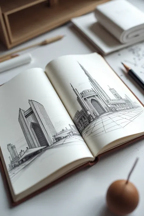 Sketchbook with architecture design 