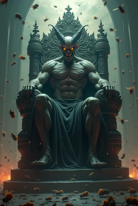 Demon on his throne in a cloud of flies 