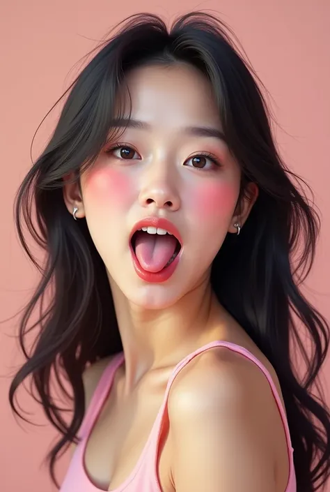 Picture of a Korean student woman sticking out her tongue