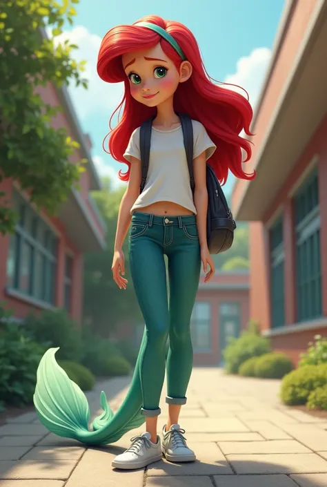 Picture the Little Mermaid wearing middle school clothes 