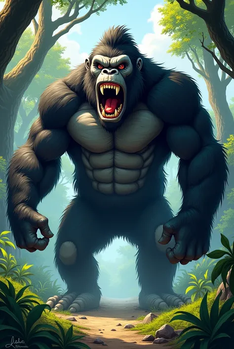 image of an angry kingkong, in cartoon style