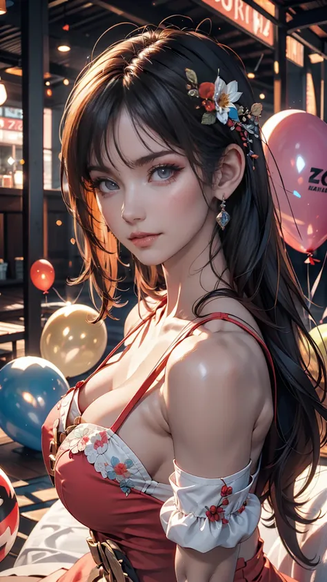 Girls like zoo】, Many balloons,  happy ,  happy ,  perfect quality ,  Clear Focus  (Miscellaneous : 0.8), (  Masterpiece : 1.2) ( realistic : 1.2) (Bokeh) ( best quality) ( detailed skin: 1.3) ( complex details) (8k) ( Details Eye ) ( sharp concentration),...