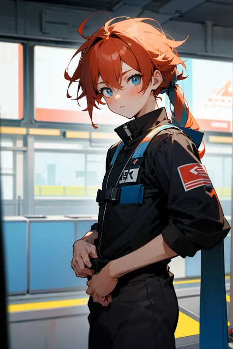 standing, facing me, police background, strong, standing, , athlete, in station, detailed, facing viewer, facing down camera angle, detailed eyes, , random hairstyle, male, blank face, tall, Multicolored hair,
