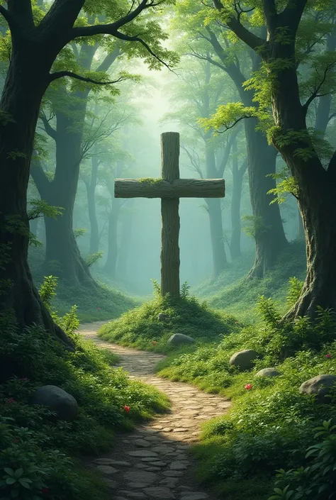 Make me a forest ,  a path and a cross ,  for a rens camp 