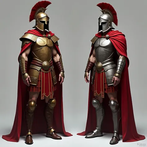 I need uniforms for my spartan royal guardsmen, create 2 variations