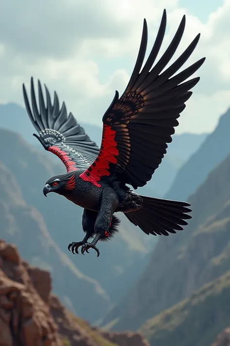 The massive wingspan of the Andean condor fused with the speed and design of the Suzuki Hayabusa. Black and red details flow from the bikes body to the birds wings, creating a hybrid that soars at supersonic speeds.