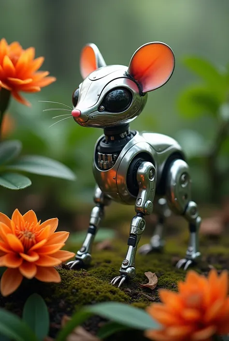 Mouse deer robot with kesidang flower