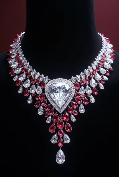 Show me a diamond very big and a lot of diamond necklace with blood stone in it make it look really very expensive 

Show me the full necklace 