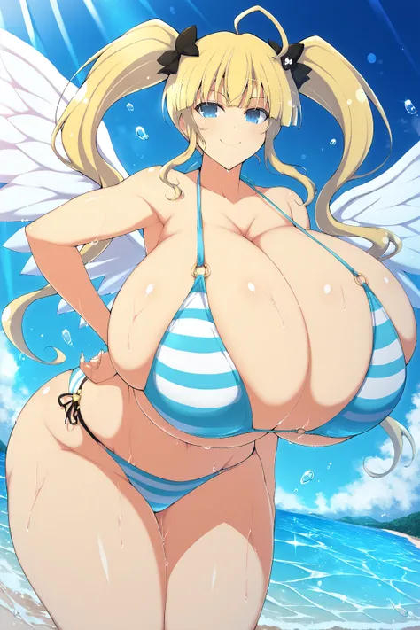 yaegashi nan, senran kagura, senran kagura burst, senran kagura new link,Inazuma 
, ,,  gigantic breasts, gigantic ass, giant thighs, score_9, score_8_up, score_7_up, source_anime BREAK 1girl,shiny skin, huge breasts, wide hips, thick thighs ,, ahoge, long...