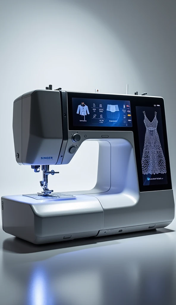  Demonstration of modern functions of a Singer sewing machine, such as the automatic stitching option , LCD Screen, etc.