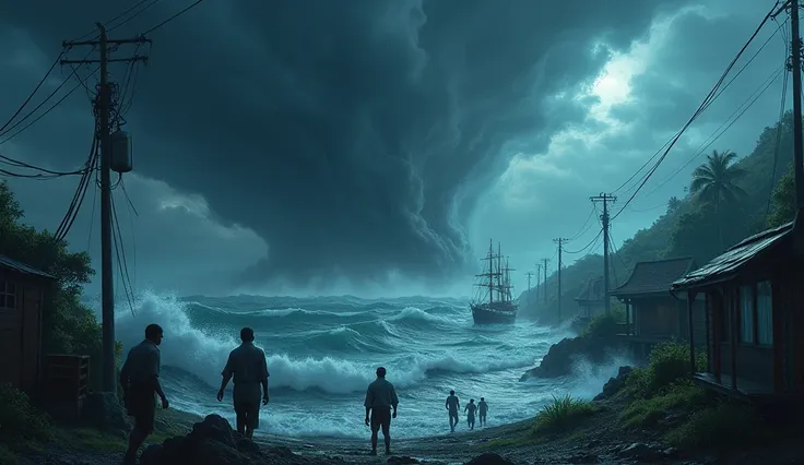 One year, a huge typhoon started to form out in the ocean. The skies grew dark, and the winds began to howl. The townspeople knew this storm was different-it was bigger and fiercer than anything they had ever seen. The waves rose higher than anyone had eve...