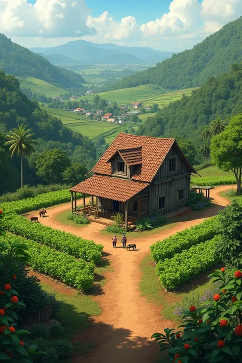 Create an image of a small farm in Brazil 