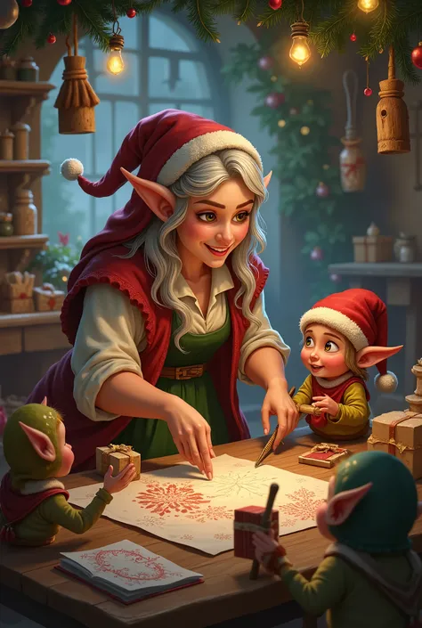 Mother Noelle with the goblins making the gifts