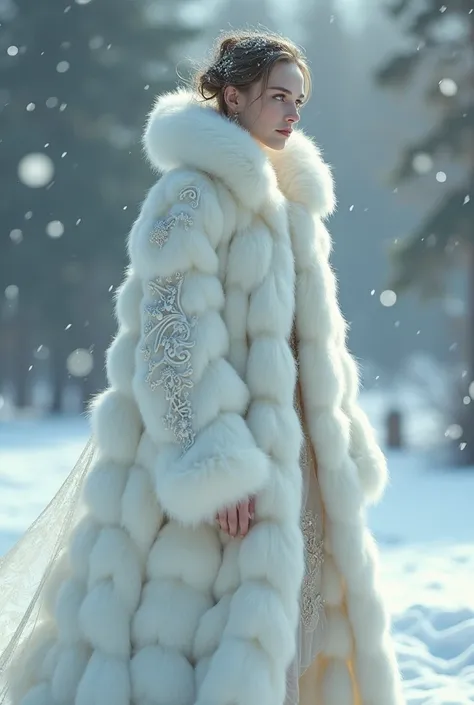 Fantasy white fur coat