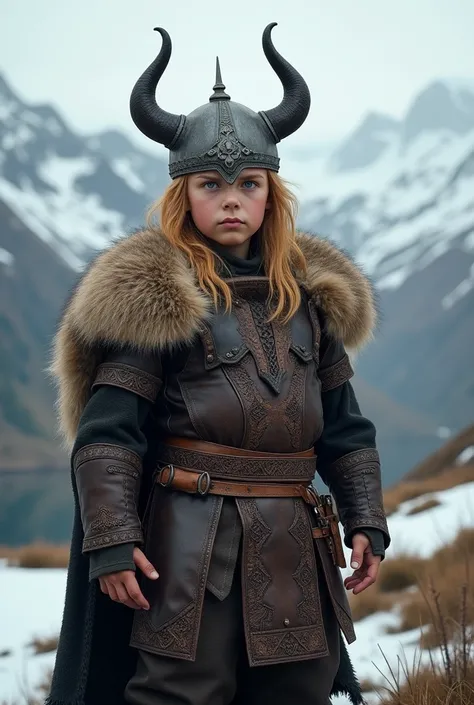 Viking boy with horn helmet