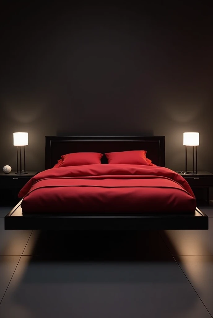 A red and black floating bed classic