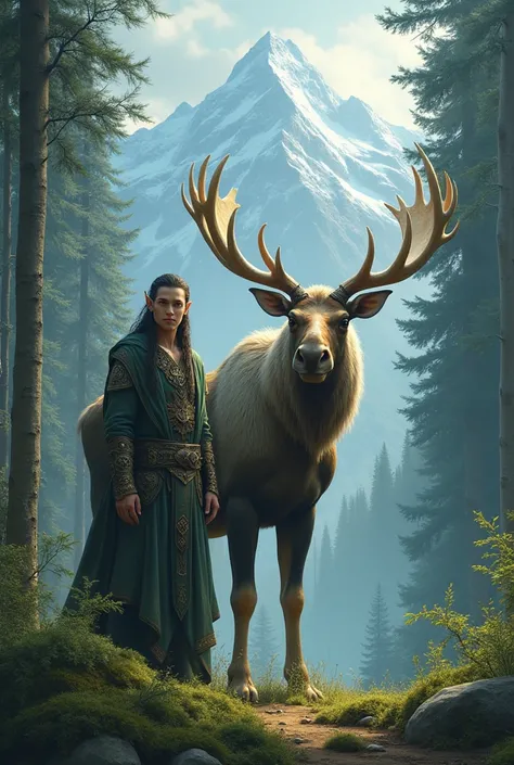 An elf man and his faithful white-eyed moose