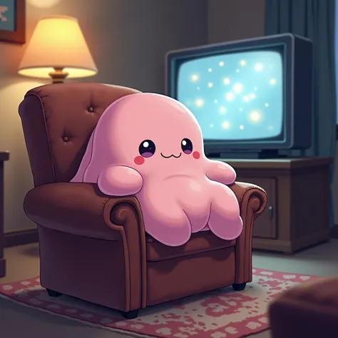 Generate Ditto in a seat looking at the television 