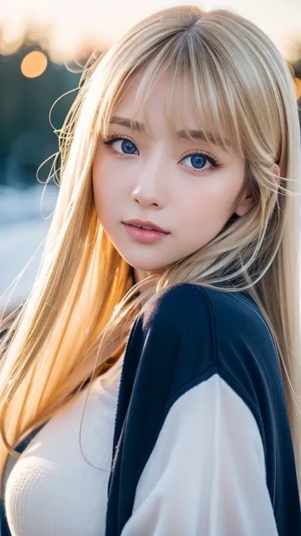 clear, Glossy skin like white porcelain、The wind blows through her hair, blocking her pretty face.、 Cute and sexy, small, beautiful face and big breasts、Winter clothes、Fashionable appearance in plain clothes 、 Recently popular in plain clothes、The Shining,...