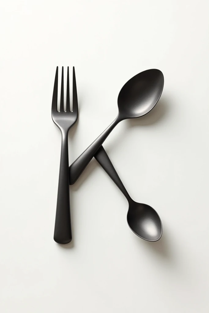  Letter K shaped like a knife, fork and spoon 