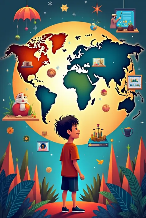 GENERATE A POSTER THAT SHOWS GLOBALIZATION AND HOW IT AFFECTED HELPPED MY LIFE AS A HUMAN SHOULD BE COLORFUL AND CREATIVE WITH A ONE BOY it helped me foster cultural exchange and allows students to learn about different cultures, viewpoints, and ways of li...