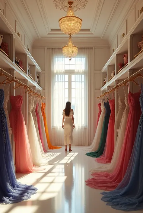 My room in the palace has a changing table with white walls, fully illuminated by lamps hanging from the ceiling,  is at my complete disposal and on large shelves an endless number of dresses in different colors ,  sizes and shapes lie ready to be worn .
 ...