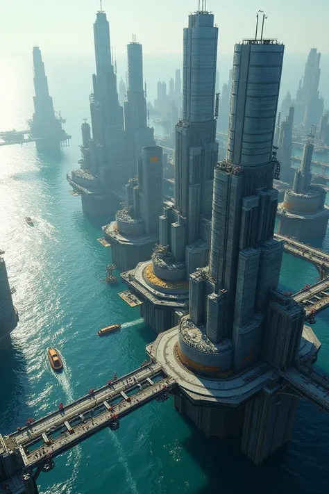 100% water on earth and a city was created with steel containers, big city