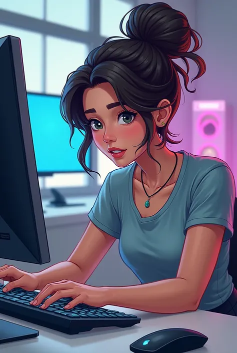 drawing of a girl doing a digital job